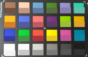 ColorChecker colors. The bottom half of every patch shows the original color.
