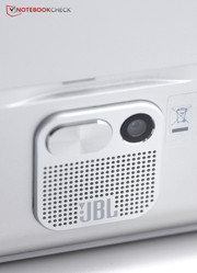 A subwoofer is on the back, just like the 8 megapixel camera that shoots decent pictures.