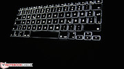 The keyboard illumination with 16 settings