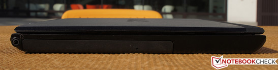 Left: Headphone jack and DVD drive