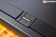 The soft-touch touchpad buttons are a success, and the fingerprint reader is located between them.