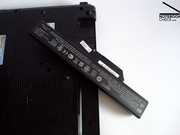 The 63 Wh 8 cell battery takes up the whole of the back of the case, only leaving room for the display hinges.