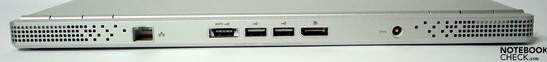 Rear side: Gigabit-LAN, eSata/USB combined port, 2 x USB, display port, power supply