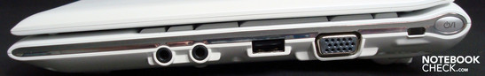 Right: Audio, USB, VGA, Kensington lock, power button