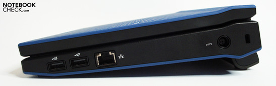 Right side: 2x USB, LAN, power supply, Kensington