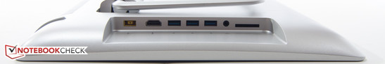 Left side: power jack, HDMI-IN, 3x USB 3.0, audio combo-jack, SD card reader