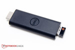 The Dell Cast dongle plugs into an HDMI port; the other end can take a USB wireless transceiver