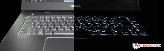 One of the highlights of the Dell Vostro 3555 is the backlight keyboard (right with backlight and left without)