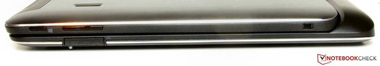 At the right side of the tablet is the Windows button, the volume rocker and a slot for a Kensington Lock.