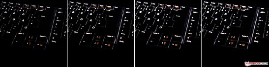The keyboard backlight can be set to four different settings: 25, 50, 75 and 100 percent.