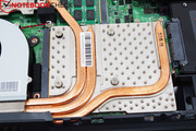 Heat pipes transport the hot air to the fan.