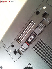 On the bottom side are the ports for a docking station...