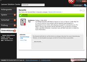 Lenovo's Solution Center informs the user about the laptop's warranty status.