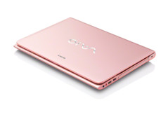 Press release image. Vaio E14P Pink model closed top view.