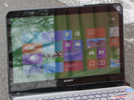 The Sony Vaio outdoors.