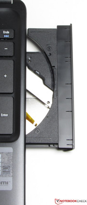 The optical drive reads and writes all types of DVDs and CDs.