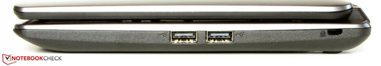 Right side: 2x USB 2.0, slot for a Kensington lock
