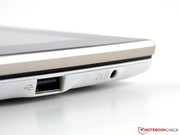 Besides the 40 pin connector for the USB charging/data cable and the mini HDMI port, there is a full-sized USB port.