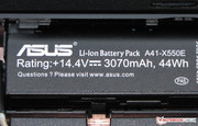 The battery has a capacity of 44 Wh.