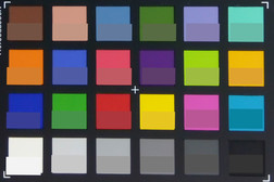 Screenshot of ColorChecker colors. Original colors are displayed in the lower half of each patch.