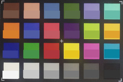 Google Pixel C: Screenshot of ColorChecker colors. The original color is displayed in the lower half of every patch.