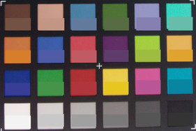 Photo of the ColorChecker colors - the lower half shows the original color.