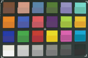 Photo of the ColorChecker colors. The lower half shows the reference color.