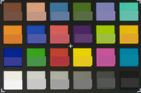 Screenshot of ColorChecker colors. Original colors are displayed in the lower half of each patch.