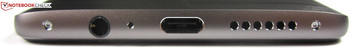 Bottom: Headset port, microphone, USB Type-C, speaker