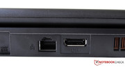 LAN socket and display port interface are located on the rear.