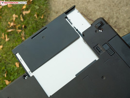 The DVD drive can be removed and replaced with, for example, an additional battery.
