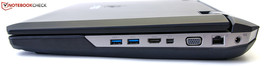 Right: 2x USB 3.0, HDMI, Mini DisplayPort, VGA, Gigabit LAN, power