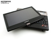 It turns into a tablet PC within seconds via the rotatable display.
