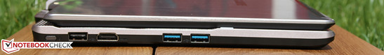 Left side: Power button, USB 2.0, HDMI, 2 x USB 3.0