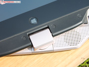 In tablet mode, only the hinge keeps the display in position.