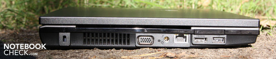 Left: Kensington, VGA, AC, Ethernet, HDMI, USB 2.0, ExpressCard34