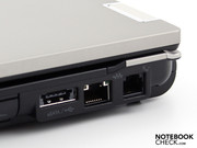 Fast external hard disks are attached to eSATA, faxes are sent via the integrated analog modem.