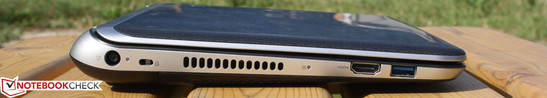 Left side: AC, Kensington, HDMI, USB 3.0