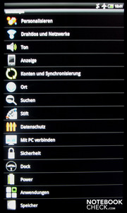HTC Flyer's settings