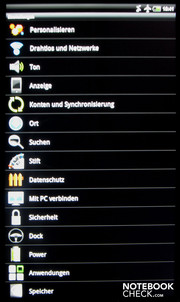 HTC Flyer's settings