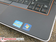 The Intel vPro and Windows logos on the rubber-smooth palm rest surface