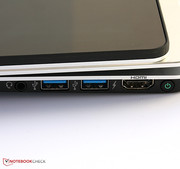 The USB 3.0 ports are cramped - this could be a problem when using bigger USB sticks.