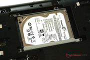 The hard drive can be accessed after opening the laptop.