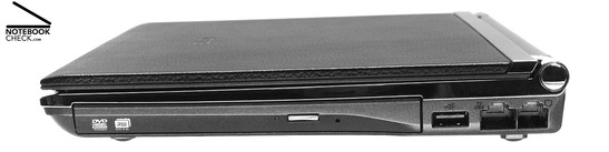Asus U2E 1P017E Right Side: DVD Drive, 1x USB-2.0, Gigabit-LAN, Modem