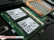 2x SATA III 128 GB Crucial m4 mSATA SSDs capable of RAID 0 or RAID 1