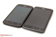 The duelists: the smaller HTC One S and the top gun, the HTC One X.