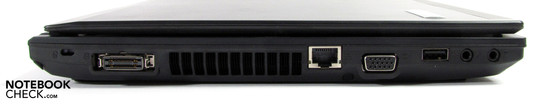 Left: Kensington, Easyport IV, LAN, VGA, USB, Audio