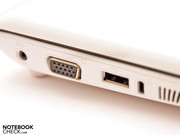 Power socket, VGA, USB and Kensington lock slot on the left-hand side