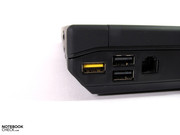 For entertaining peripherals like digicams, sticks and co. there are the easily accessible USB 2.0 ports