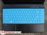 Keyboard protected with blue "skin" made of silicon rubber